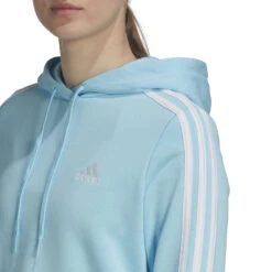 ADIDAS 3 Stripes French Terry Cropped Felpa Con Cappuccio Donna - Blu Chiaro -Tennis Gioco 17278000 16