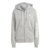 ADIDAS Essentials Linear Full-Zip French Terry Felpa Donna - Grigio Chiaro, Bianco