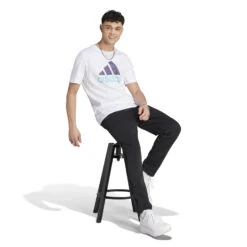 ADIDAS Big Logo Single Jersey Maglietta Uomini - Bianco -Tennis Gioco 18358000 16